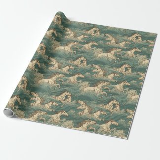 Paarden in het surf, zee, golven, oceaan cadeaupapier