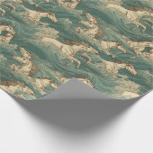 Paarden in het surf, zee, golven, oceaan cadeaupapier (Hoek)