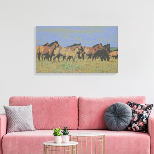 Paarden in het veld canvas afdruk (Insitu (Woonkamer))