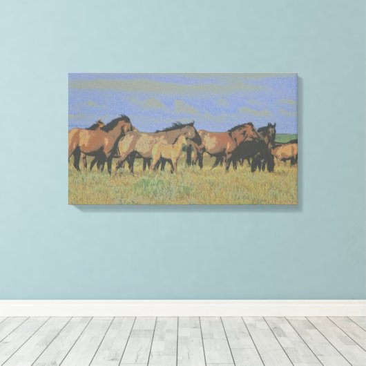Paarden in het veld canvas afdruk (Insitu (Houten vloer))