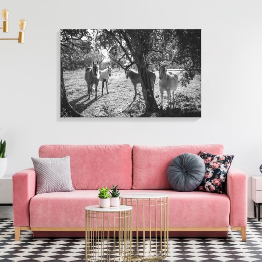 Paarden in het veld canvas afdruk (Insitu (Woonkamer))