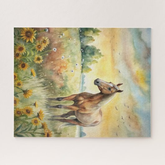 Paarden in het veld legpuzzel (Horizontaal)