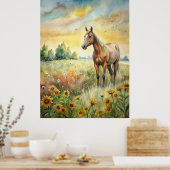 Paarden in het veld poster (Keuken)