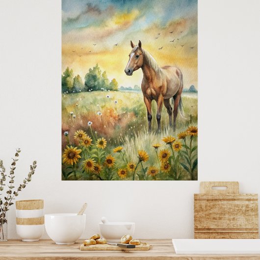 Paarden in het veld poster (Keuken)