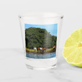 Paarden in het water - Costa Rica Shot Glas (Voorkant)