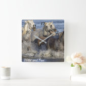 Paarden in het water vierkante klok (Huis)