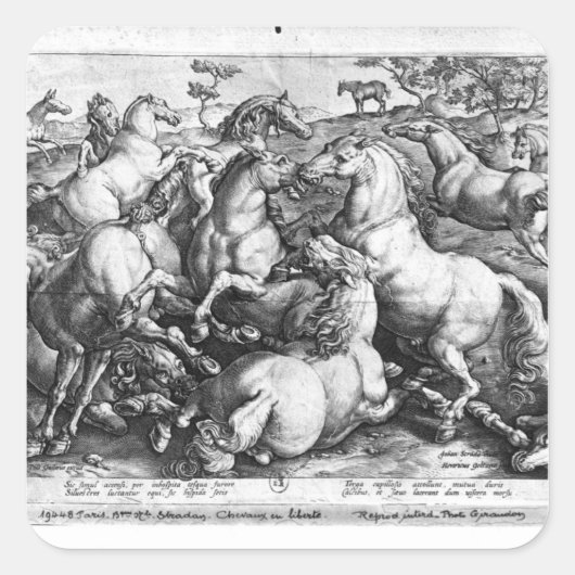 Paarden in het wild vierkante sticker (Voorkant)