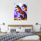 Paarden in het zand der tijd kunst canvas afdruk (Insitu (Slaapkamer))