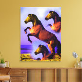 Paarden in het zand der tijd kunst canvas afdruk (Insitu (Woonkamer))