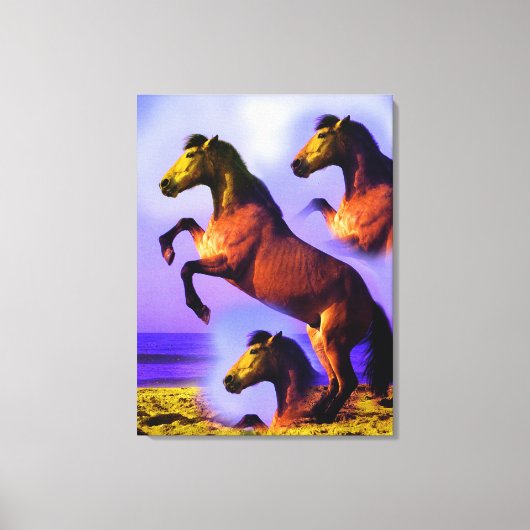 Paarden in het zand der tijd kunst canvas afdruk (Voorkant)