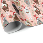 Paarden in kersthoeden kerstinpakpapier cadeaupapier<br><div class="desc">Paarden in kersthoeden kerstinpakpapier. Papierkleur is Sinaasappel. Verkrijgbaar in meerdere kleuren,  maten en twee afwerkingen. www.hotpocketgraphics.com</div>
