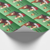 Paarden in Kerstmis in Santa Hat Cadeaupapier (Hoek)