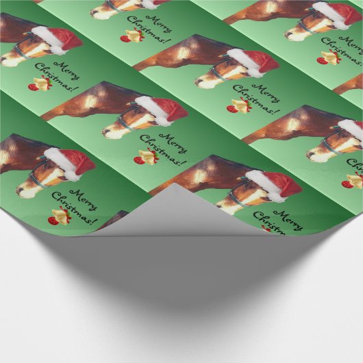 Paarden in Kerstmis in Santa Hat Cadeaupapier (Hoek)
