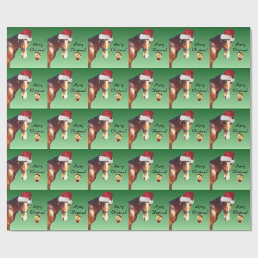 Paarden in Kerstmis in Santa Hat Cadeaupapier (Vlak)