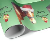 Paarden in Kerstmis in Santa Hat Cadeaupapier (Rol Hoek)