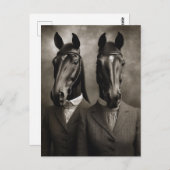 Paarden in kostuums zwart en wit briefkaart (Voorkant / Achterkant)