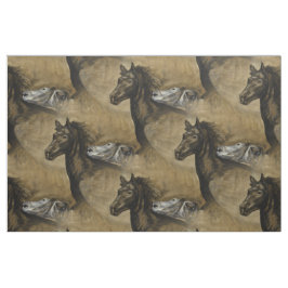 Paarden In Liefde Waterverf Schilderij J.Korp Stof