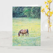 Paarden in Meadow Art Note Kaart (Gele Bloem)