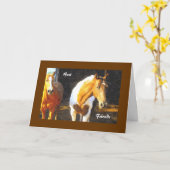 Paarden in Paddock, Verjaardag Kaart (Gele Bloem)