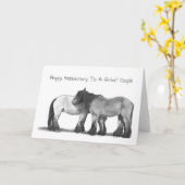 Paarden in potlood: Jubilea Kaart (Gele Bloem)