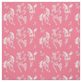 Paarden in roze en wit weefsel stof (Swatch)