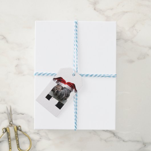 Paarden in Santa Claus-Petten Cadeaulabel (Met Touw)