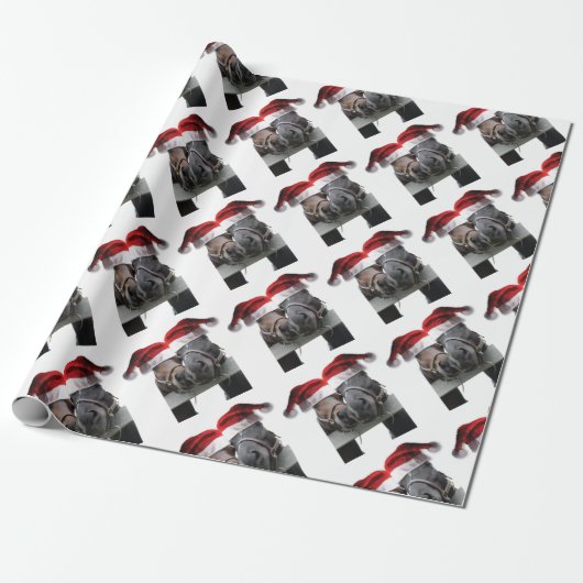 Paarden in Santa Claus-Petten Cadeaupapier (Uitgerold)