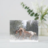 Paarden in SneeuwkerstBriefkaart Feestdagenkaart (Staand voorkant)