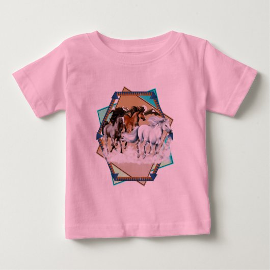 Paarden in sneeuwval met T-shirt (Voorkant)