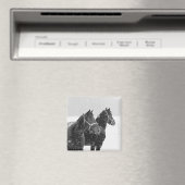 Paarden in Snowfall Magneet (Insitu (Vaatwasser))