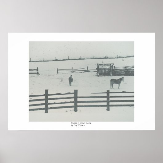 Paarden in Snowy Corral Poster (Voorkant)