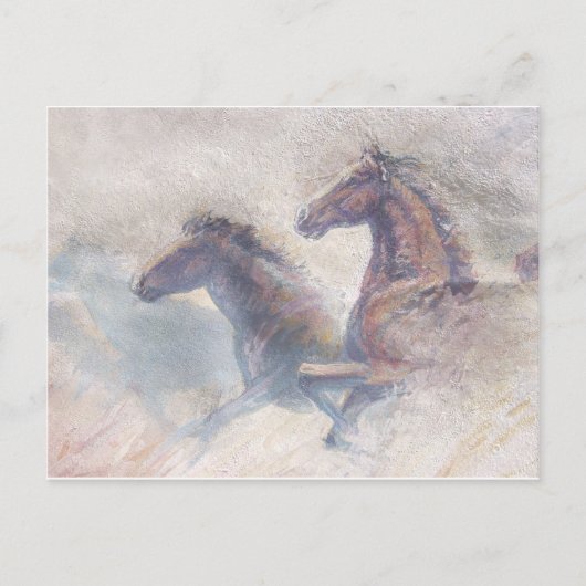 Paarden in Stampede Briefkaart (Voorkant)