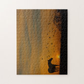 Paarden in Sunset met vogels Legpuzzel (Verticaal)