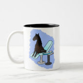 Paarden in tandstoel tweekleurige koffiemok (Links)