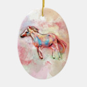 Paarden in waterverf keramisch ornament (Voorkant)