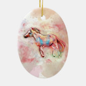 Paarden in waterverf keramisch ornament (Achterkant)