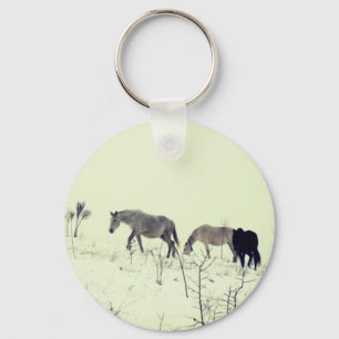 Paarden in Winter Sleutelhanger
