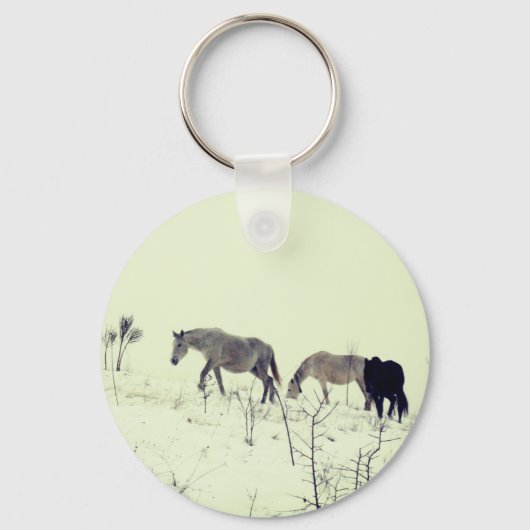 Paarden in Winter Sleutelhanger (Voorkant)