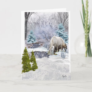 Paarden in Winter Wonderland Kerstvakantie Kaart