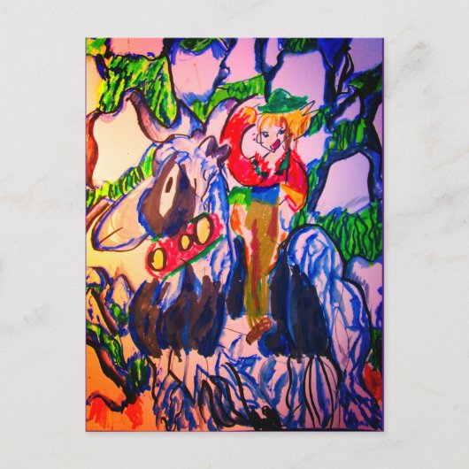 Paarden in winterpuzzelpuzzelstukmetaal p briefkaart (Voorkant)