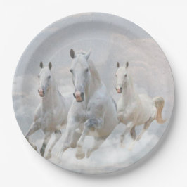 Paarden in wolken papieren bordje