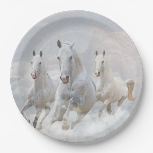Paarden in wolken papieren bordje (Voorkant)