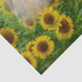 Paarden in zonnebloemveld tissuepapier (Detail)