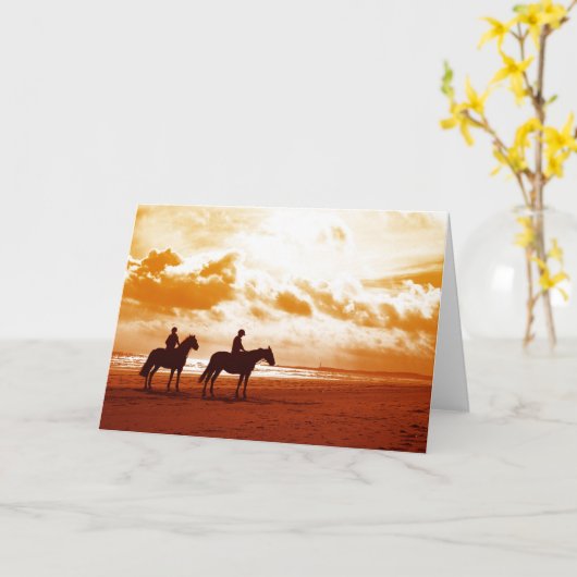 Paarden in Zonsondergang Kaart (Gele Bloem)