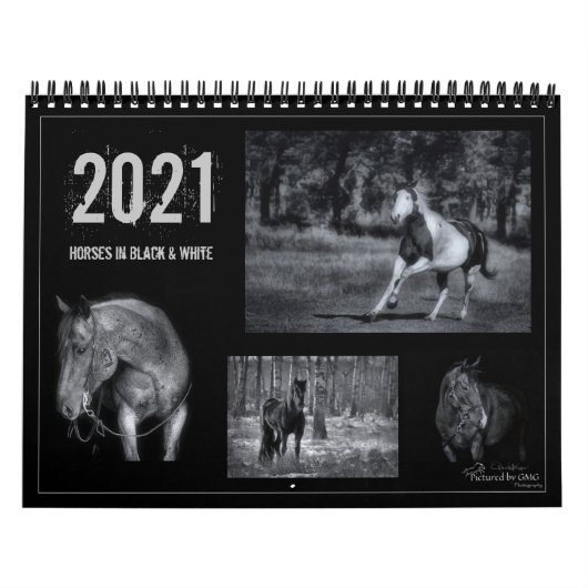 Paarden in zwart-wit - 2021 Equine Calendar Kalender (Hoes)