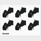 Paarden in zwart-wit en eigenaar Silhouettes-stick Vierkante Sticker (Vel)
