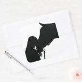 Paarden in zwart-wit en eigenaar Silhouettes-stick Vierkante Sticker (Envelop)