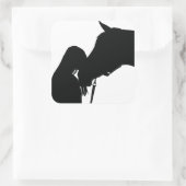 Paarden in zwart-wit en eigenaar Silhouettes-stick Vierkante Sticker (Tas)