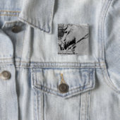 Paarden in zwart-wit vierkante button 5,1 cm (In situ)