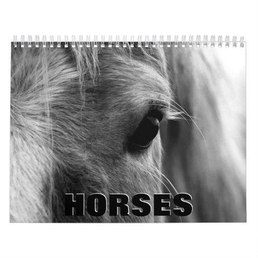 Paarden in zwart-wit wandkalender kalender (Hoes)